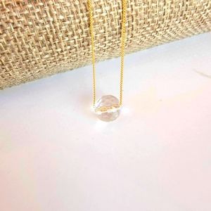 ROCK crystal quartz Necklace Minimalist Crystal Gemstone Clear